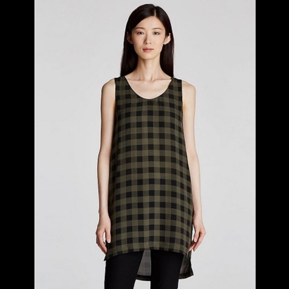 Eileen Fisher Dresses & Skirts - Eileen Fisher Scoop Neck Sleeveless Tunic In Buffalo Check Printed Silk Sz XL TG